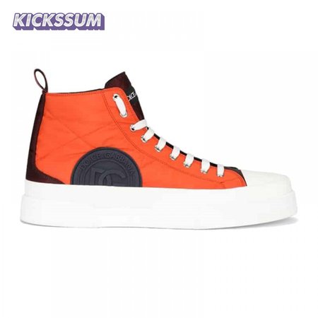 DOLCE AND GABBANA QUILTED TWO-TONE NYLON PORTOFINO LIGHT MID-TOP SNEAKERS - DG106