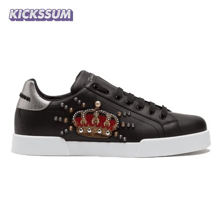 DOLCE & GABBANA CALFSKIN PORTOFINO SNEAKERS WITH PATCH - DG1