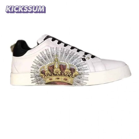 DOLCE & GABBANA PRINTED CALFSKIN PORTOFINO SNEAKERS - DG9