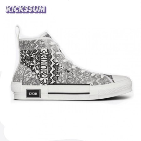 DIOR B23 HIGH-TOP SNEAKER WHITE CANVAS WITH DIOR AND SHAWN EMBROIDERY - CD73