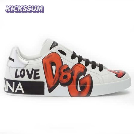 DOLCE & GABBANA CALFSKIN PORTOFINO SNEAKERS WITH PATCHES OF THE DESIGNERS - DG2