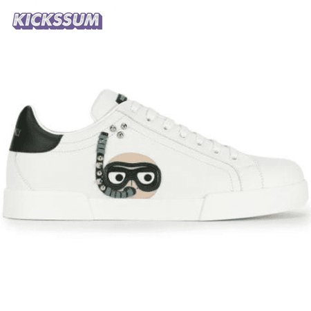 DOLCE & GABBANA CALFSKIN PORTOFINO SNEAKERS WITH PATCHES OF THE DESIGNERS - DG2