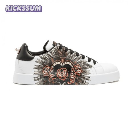 DOLCE & GABBANA PRINTED CALFSKIN PORTOFINO SNEAKERS - DG5