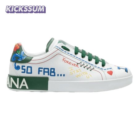 DOLCE & GABBANA PRINTED CALFSKIN PORTOFINO SNEAKERS - DG32
