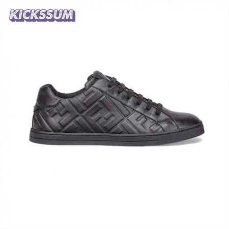 FENDI BLACK NAPPA LEATHER LOW-TOP SNEAKERS - FD04
