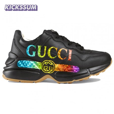 GUCCI RHYTON LEATHER SNEAKER WITH GUCCI LOGO