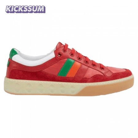 GUCCI MEN'S RED LEATHER AND NYLON SNEAKERS - GC62
