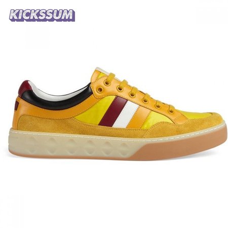 GUCCI MEN'S YELLOW LEATHER AND NYLON SNEAKERS - GC63