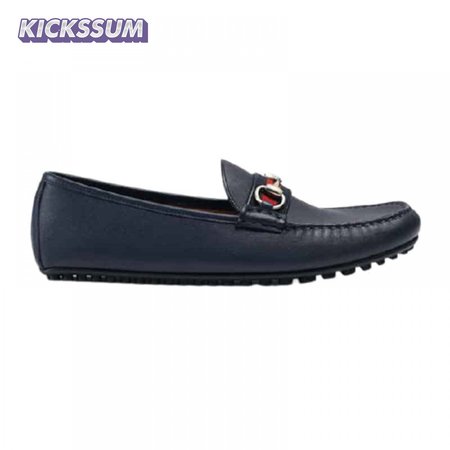 GUCCI LEATHER DRIVER WITH WEB NAVY - LDG006