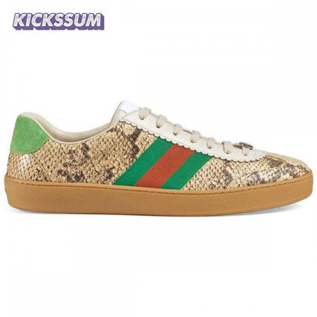 GUCCI MEN'S NATURAL G74 PYTHON TRAINER WITH WEB - GC35