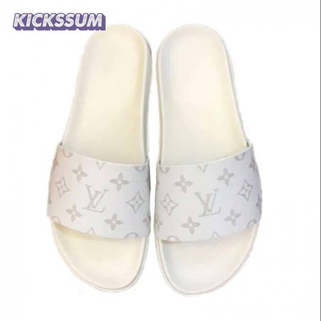 white monogram slides - s43